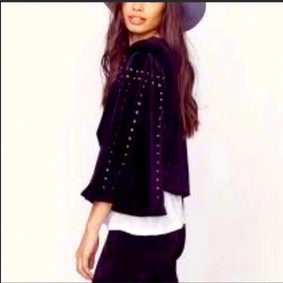 Blue Life Velvet Studded bell sleeve crop jacket - Picture 1 of 7